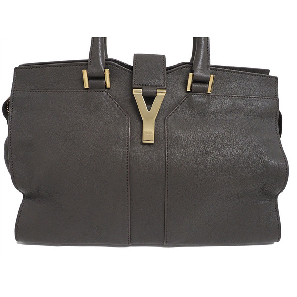 Saint Laurent Cabas 2WAY Handbag Mini Yves Gray Leather Chic - Picture 3 of 12